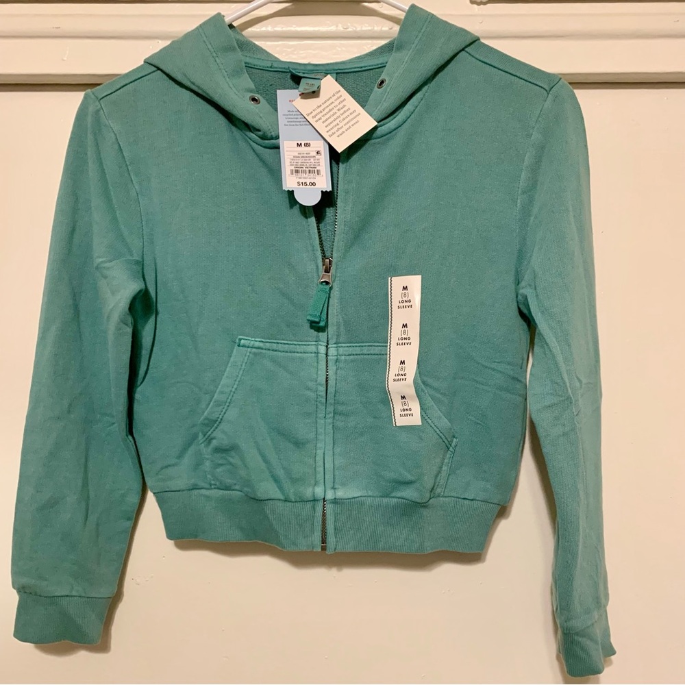 NWT Cat & Jack Zip-Up Hoodie Kids M (8) Ocean Green Unisex